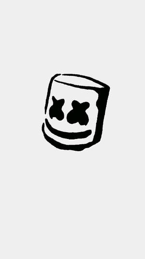 帶有X眼睛的微笑頭盔的黑色線條藝術，極簡設計。 — Marshmello iPhone 壁紙