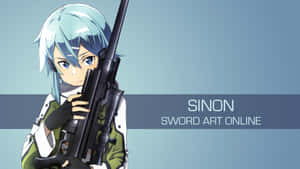 來自《刀劍神域》的動畫角色 Sinon 拿著狙擊步槍。 — 戰士 壁紙