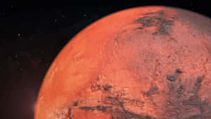 紅色行星火星，有隕石坑和山谷，在星空下 — 火星人布魯諾 壁紙