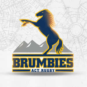 Brumbies ACT Rugby 標誌，在地圖背景上展現躍馬越過山脈。 — 野生動物 壁紙