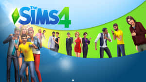 《The Sims 4》遊戲角色在藍色和綠色漸變背景前穿著色彩繽紛的服裝擺姿勢。 — 高畫質遊戲 壁紙
