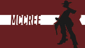 牛仔手持手槍的剪影，紅色背景上帶有「MCCREE」文字。 — 暗色極簡 壁紙