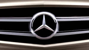 汽車格柵上的梅賽德斯-奔馳徽標，帶有鍍鉻和黑色細節 — Mercedes Benz C300 壁紙