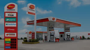 Phoenix加油站，在晴朗天空下設有燃油泵和便利店。 — 加油站 壁紙