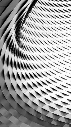 現代建築物外牆的彎曲線條黑白建築圖案 — 白色 iPhone 壁紙