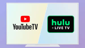 顯示 YouTube TV 和 Hulu Live TV 標誌的電視螢幕 — 葫蘆 壁紙