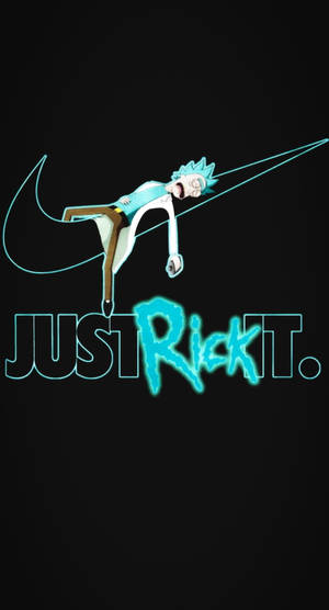 瑞克·桑切斯在Nike swoosh標誌內帶有「JUST RICK IT.」文字。 — 瑞克和莫蒂 大麻 壁紙