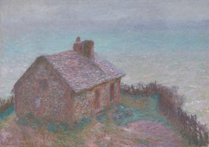 克勞德·莫內的《瓦朗日維爾的海關小屋》，創作於1897年，油畫布面作品。下載這幅藝術作品作為桌面、平板或手機的高解析度桌布。 — 建築 壁紙