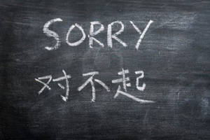 用粉筆在黑板上以英文和中文寫成的sorry。 — 黑板 壁紙