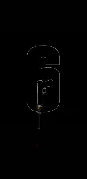 發光白色數字六，中心長出一棵小植物，背景為黑色。 — Pixel 4 壁紙