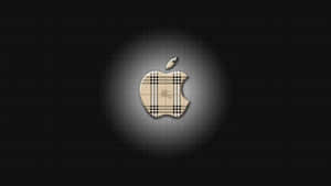 Apple標誌帶Burberry格子圖案在深色背景上發光 — Burberry 壁紙
