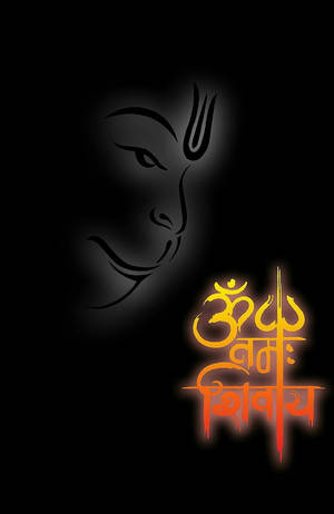 發光的橙色 Om Namah Shivaya 文字與濕婆神臉部的深色剪影。 — 安努舒卡·夏尔马 壁紙
