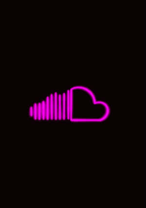 發光的粉紅色霓虹雲朵與聲波條在黑色背景上閃爍 — Soundcloud 壁紙
