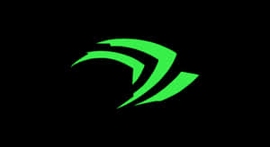 黑色背景上的亮綠色NVIDIA標誌 — 暗色極簡 壁紙