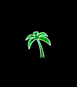 霓虹綠色棕櫚樹在黑色背景上發光 — 小米 Mix Flip 2 壁紙