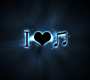 在黑暗背景上帶有閃爍效果的I heart music發光符號 — 美學音樂 壁紙