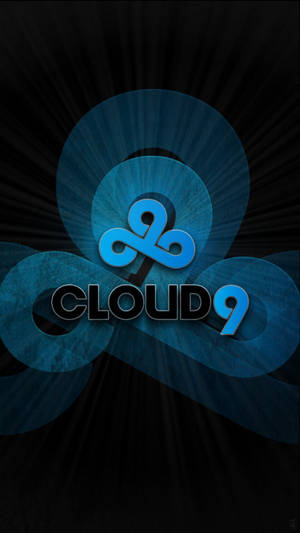 黑色背景上帶有藍色光芒和放射狀光效的Cloud9遊戲標誌 — 雲九 壁紙