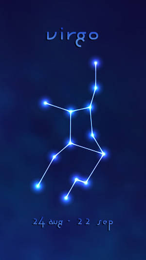 藍色處女座星座，日期範圍8月24日至9月22日，深色背景 — 碧蓝之海 壁紙