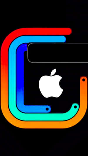 黑色背景上圍繞Apple標誌的霓虹漸變C框 — 手錶 GIF 壁紙