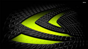 在黑暗幾何背景上帶有發光綠色條紋的NVIDIA標誌。 — Nvidia GIF 壁紙