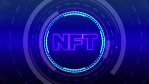 帶有發光霓虹環和 HUD 元素的未來數位 NFT 標誌。 — 區塊鏈 壁紙