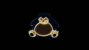 發光的霓虹 Snorlax 寶可夢剪影，在黑色背景上帶有溫暖的內部光。 — 卡比獸 壁紙