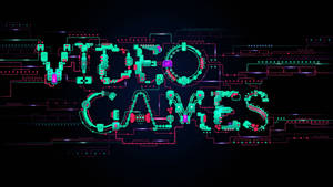 在黑暗的數位背景上拼出 video games 的霓虹電路。 — 電玩遊戲 GIF 壁紙