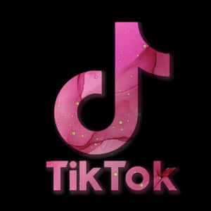粉紅色大理石紋理和金色圓點的TikTok標誌（黑色背景）。 — 美學粉色GIF 壁紙