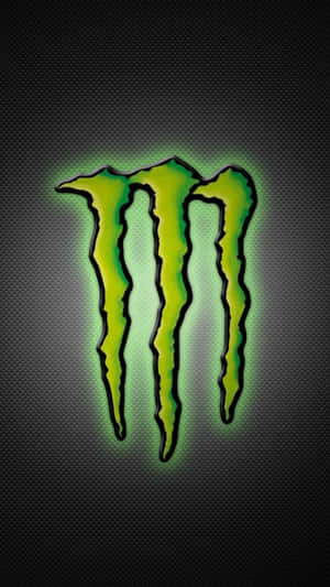 深色碳纖維背景上的發光綠色Monster Energy標誌。 — 魔物獵人 壁紙