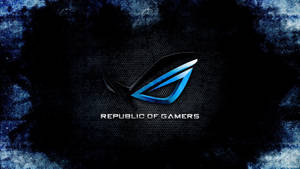 Republic of Gamers 標誌在深色紋理背景上發出藍色光芒。 — 遊戲玩家標誌 壁紙