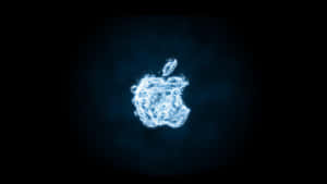 深色背景上發光藍色粒子Apple標誌 — 4K Apple 壁紙