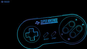 黑色背景上發光藍色輪廓的Super Nintendo控制器。 — 4K 遊戲 壁紙