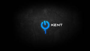 發光藍色電源符號和文字 Kent 在深色紋理背景上。 — 藍色美學電腦 壁紙