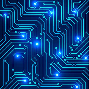 發光藍色電路板圖案，帶有發光節點。 — Valorant電腦壁紙