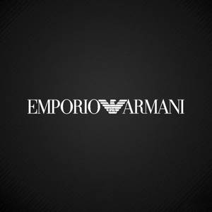 白色 Emporio Armani 標誌在紋理黑色背景上 — 品牌 壁紙
