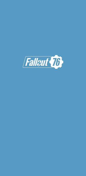藍色背景上的 Fallout 76 遊戲標誌。 — 低對比 壁紙