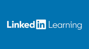藍色背景上的 LinkedIn Learning 標誌 — 領英 壁紙