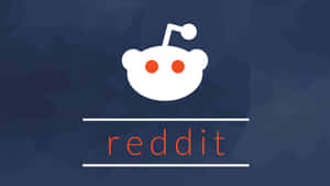 Reddit 標誌，帶有外星人吉祥物和橙色文字，背景為藍色幾何圖案 — iMac 壁紙