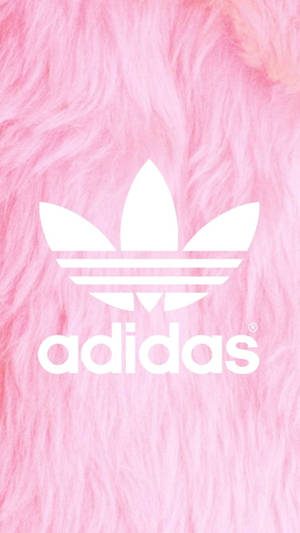 白色adidas標誌在蓬鬆粉紅色背景上。 — 玫瑰金 壁紙
