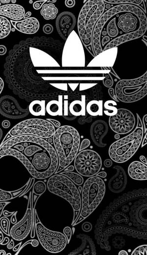 黑色佩斯利圖案背景上的adidas標誌 — Marshmello iPhone 壁紙