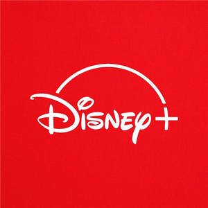 紅色背景上的白色Disney+串流服務標誌 — 迪士尼樂園 壁紙