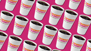 粉紅色背景上的Dunkin' Donuts咖啡杯圖案。 — Dunkin Donuts 壁紙