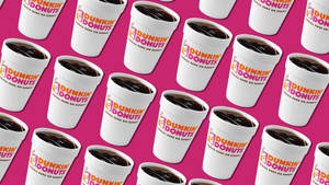 粉紅色背景上Dunkin' Donuts咖啡杯的重複圖案。 — 超酷滴落 壁紙