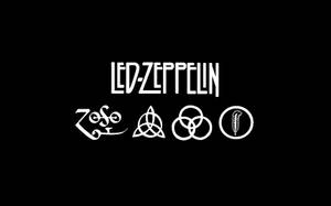 黑色背景上的Led Zeppelin樂隊標誌和符號 — 音樂 壁紙