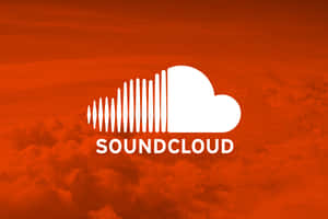 SoundCloud標誌搭配聲波設計，以橙色雲朵為背景。 — Soundcloud 壁紙
