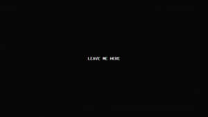 白色像素文字在黑色螢幕上說「把我留在這裡」，帶有靜態噪聲。 — 黑色桌面 壁紙
