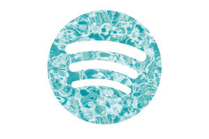 帶有綠松石和白色水波紋效果的Spotify標誌。 — Spotify 壁紙