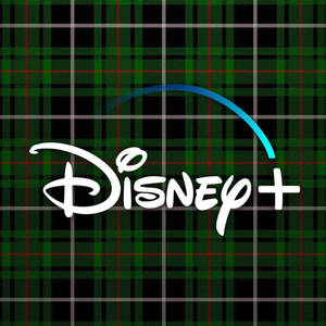 綠色、黑色、紅色格子背景上的Disney+標誌 — Off white 標誌 壁紙