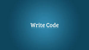 藍色背景，白色文字顯示「Write Code」，下方有反射。 — 4K程式壁紙