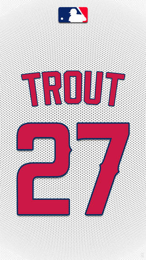 印有 Trout 名字及 27 號紅色的棒球球衣。 — Mike Trout 壁紙